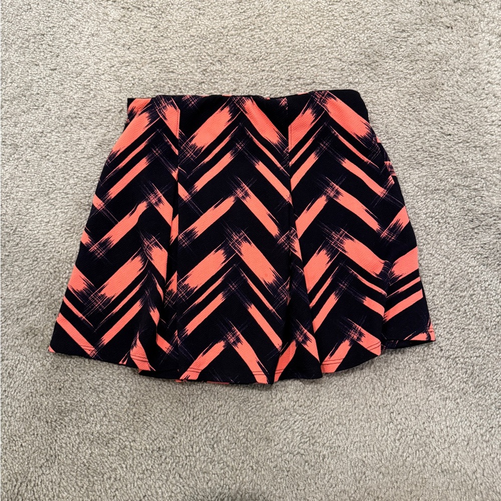 Women's Black and Pink Chevron Skater Skirt